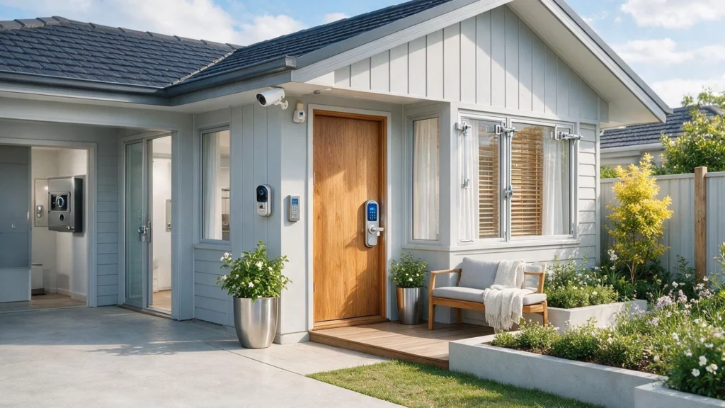 Residential locksmith services featuring smart lock installation, CCTV security, keyless entry and home security solutions in Canberra.